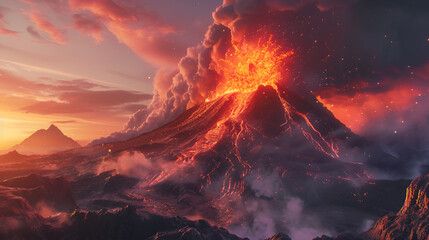 Volcano Eruption --aspect 16:9 - obrazy, fototapety, plakaty