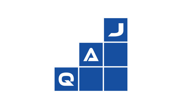 QAJ initial letter financial logo design vector template. economics, growth, meter, range, profit, loan, graph, finance, benefits, economic, increase, arrow up, grade, grew up, topper, company, scale