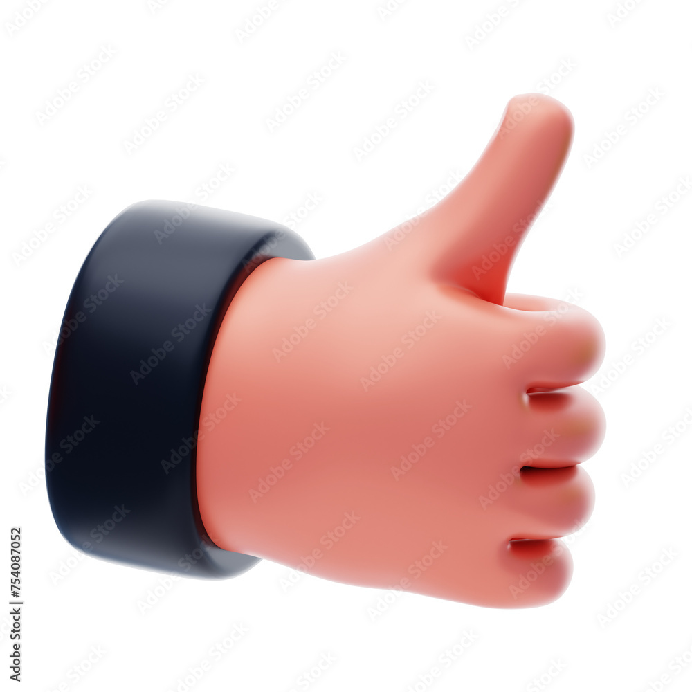 Poster 3d thumb up approval icon. 3d illustration, 3d element, 3d rendering. 3d visualization isolated on a