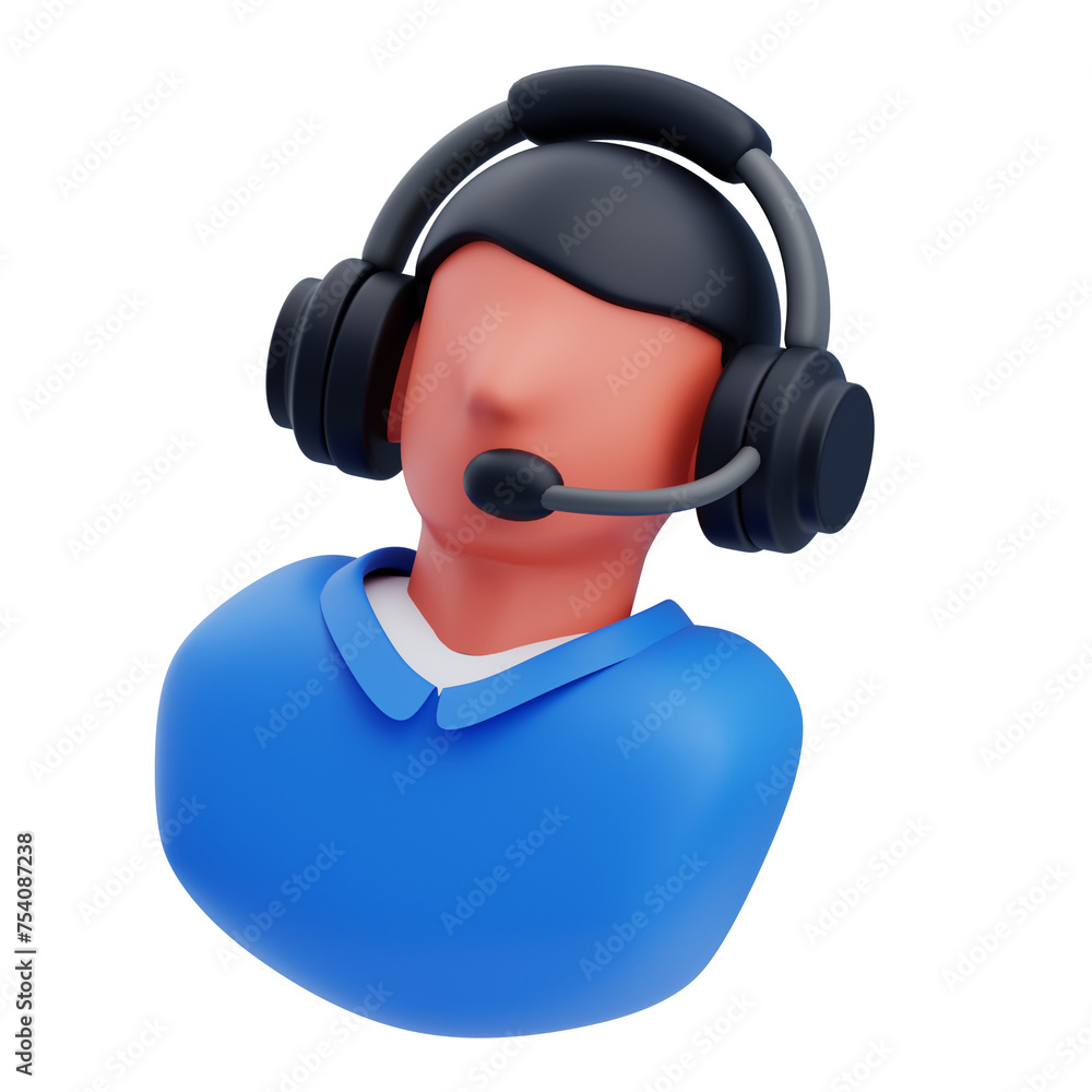 Aufkleber 3D Assistant Icon Support Elegance. 3d illustration, 3d element, 3d rendering. 3d visualization isolated on a transparent background