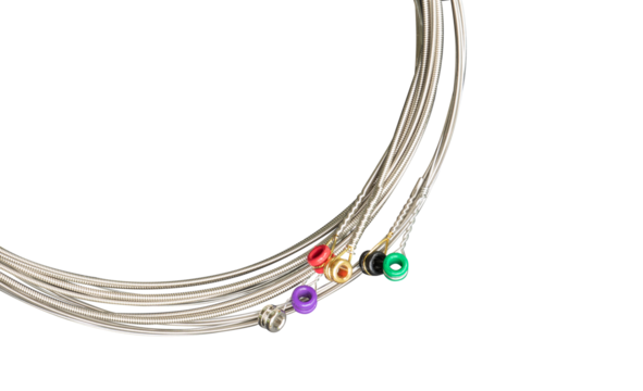 a set of guitar strings isolated on white background