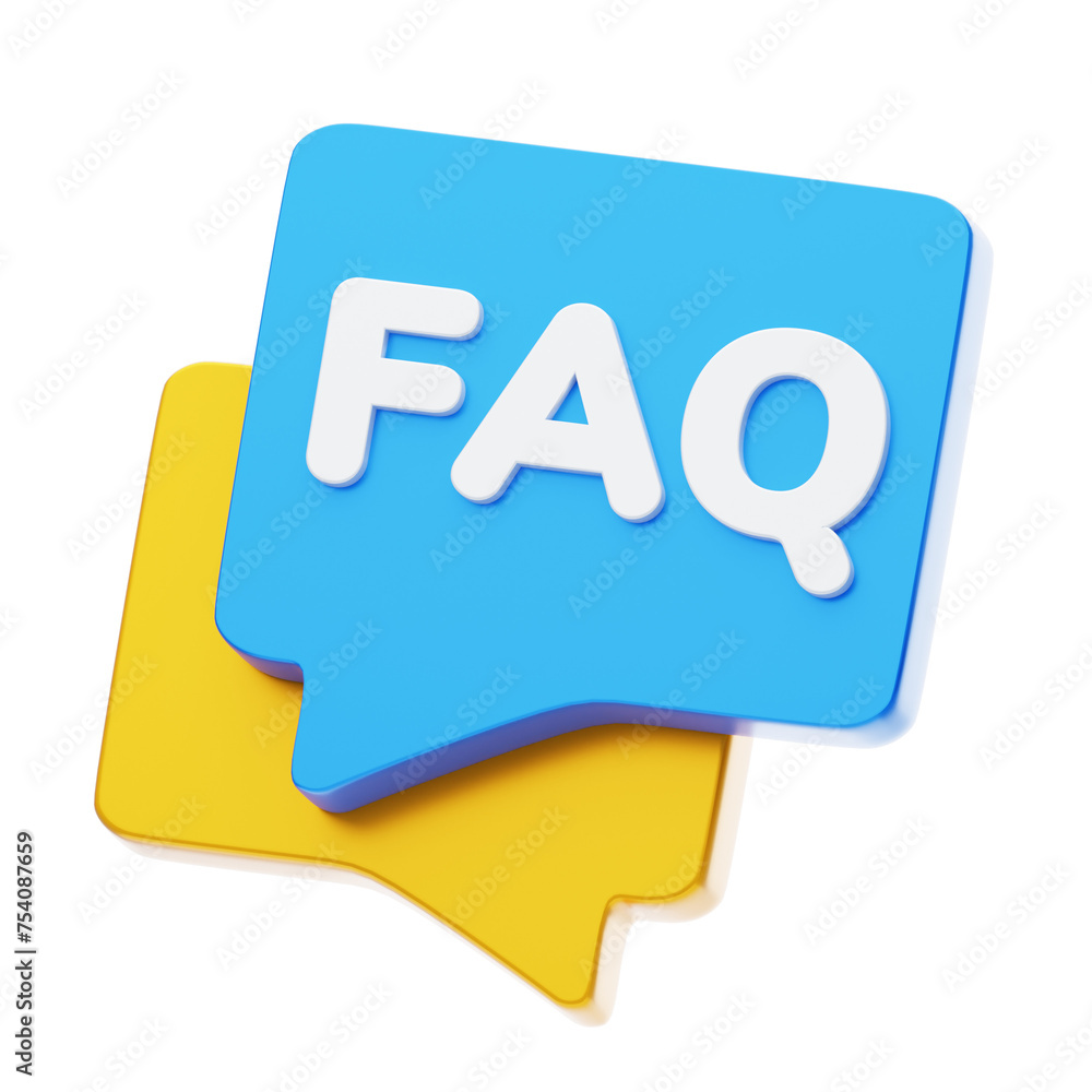 Poster 3d faq information hub. 3d illustration, 3d element, 3d rendering. 3d visualization isolated on a tr