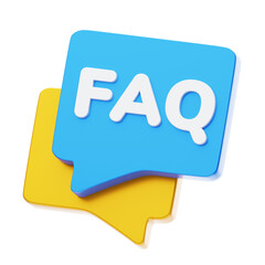 3D FAQ Information Hub. 3d illustration, 3d element, 3d rendering. 3d visualization isolated on a transparent background