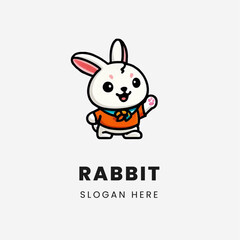 Obraz na płótnie Canvas 2D Vector Cartoon Rabbit Waving
