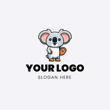 2D logo cartoon cute koala
