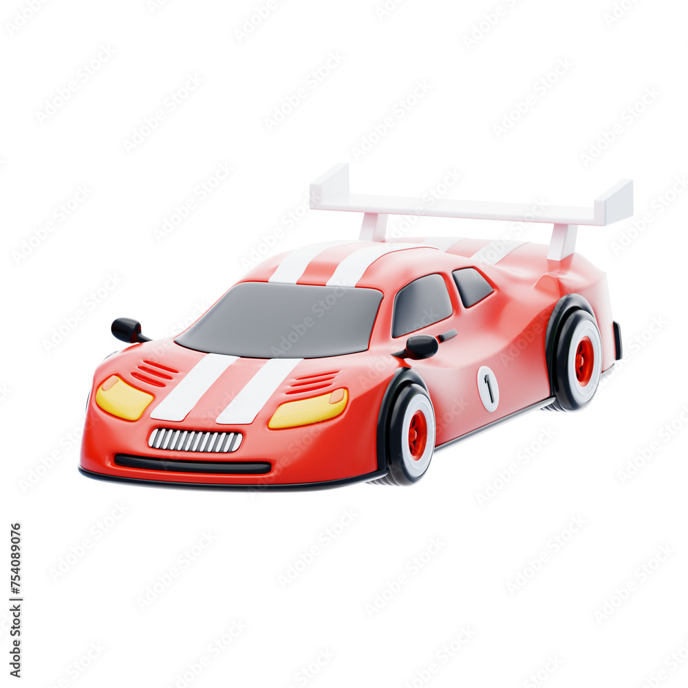 Aufkleber 3d orange racing car model high speed automotive. 3d illustration, 3d element, 3d rendering. 3d visu