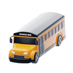 3D School Bus Model Iconic Educational Transport. 3d illustration, 3d element, 3d rendering. 3d...