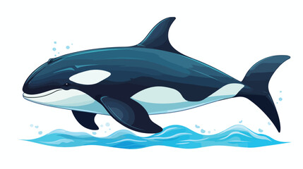 Cartoon cute killer whale isolated on white background
