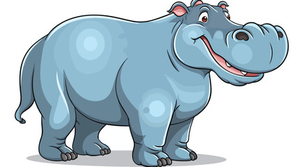 Cartoon funny hippo mascot freehand draw