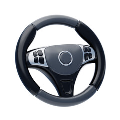3D Steering Wheel Model Automotive Control Center. 3d illustration, 3d element, 3d rendering. 3d visualization isolated on a transparent background