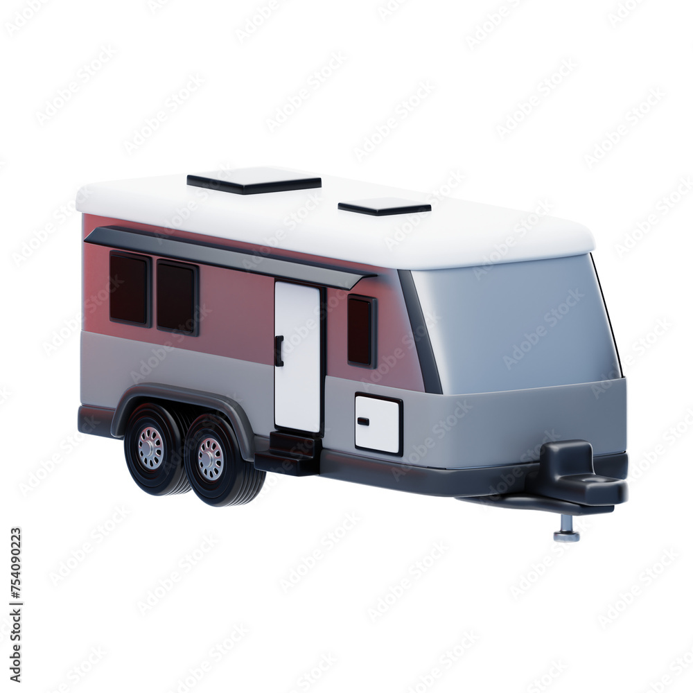 Aufkleber 3d trailer model efficient cargo transport. 3d illustration, 3d element, 3d rendering. 3d visualizat
