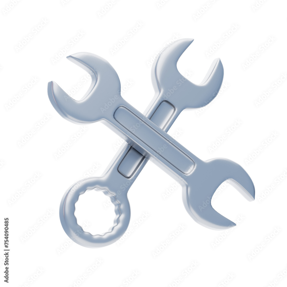 Poster 3d wrench model mechanical tool precision. 3d illustration, 3d element, 3d rendering. 3d visualizati