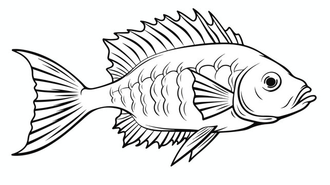 Cartoon X-ray fish on white background