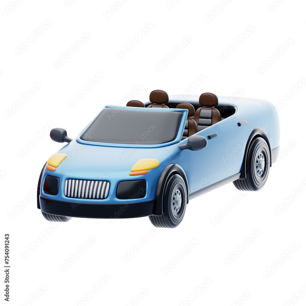 Poster 3d convertible car model open top automotive elegance. 3d illustration, 3d element, 3d rendering. 3d