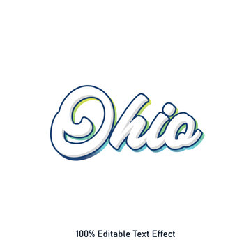 Ohio text effect vector. Editable college t-shirt design printable text effect vector
