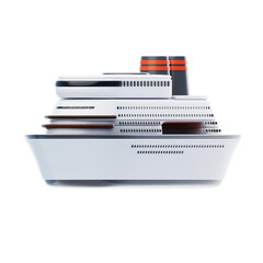 3D Cruise Ship Model Luxurious Maritime Travel. 3d illustration, 3d element, 3d rendering. 3d visualization isolated on a transparent background