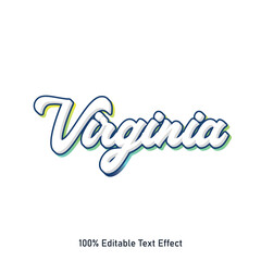 Virginia text effect vector. Editable college t-shirt design printable text effect vector