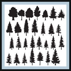 Fototapeta premium Pine Tree Silhouette Vector Set, Printable