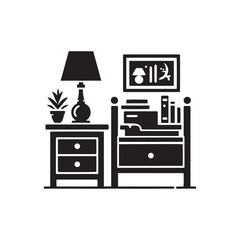 Sophistication Defined: The Nightstand Silhouette Adds a Distinctive Touch to Any Bedroom Design. Nightstand Illustration - Nightstand Vector
