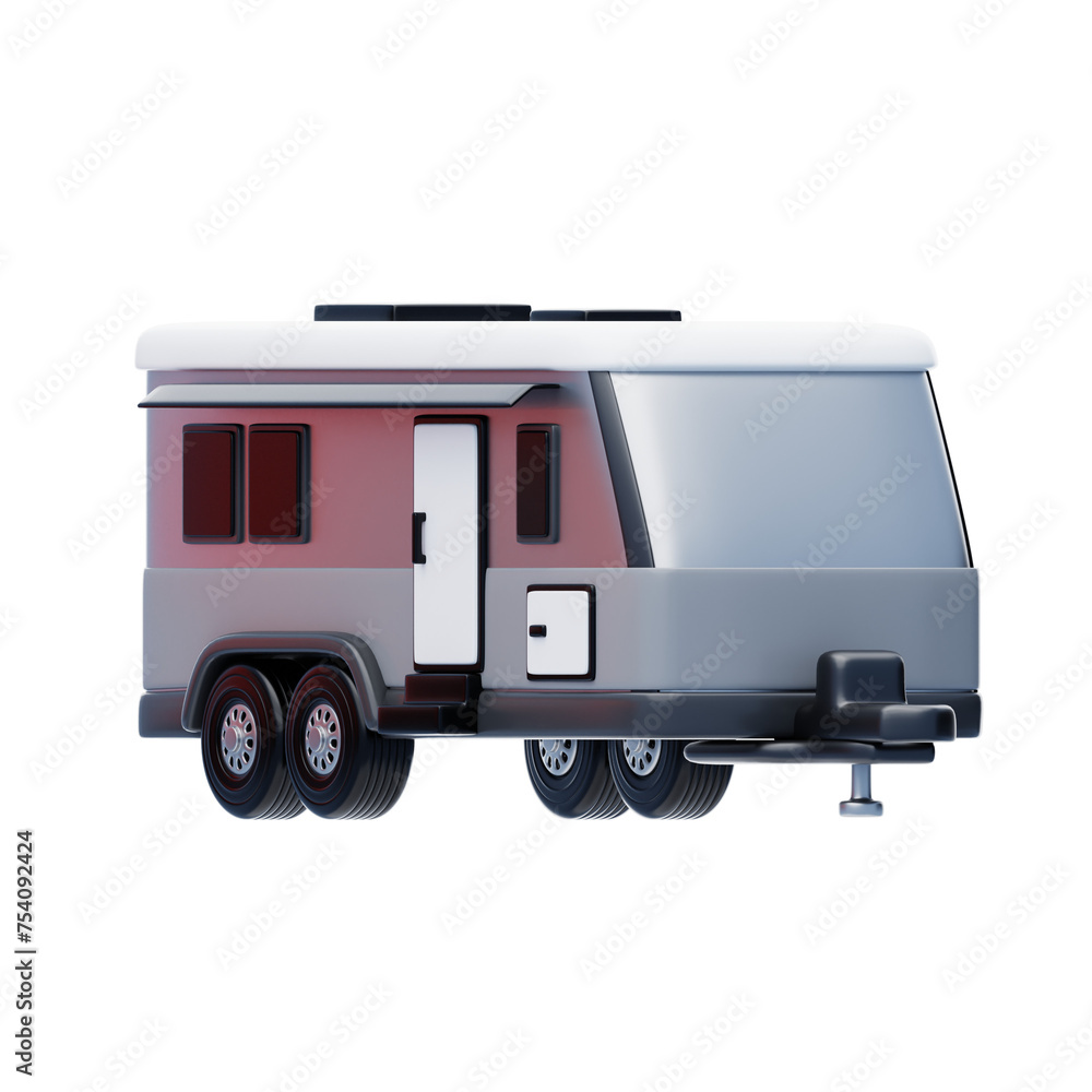 Poster 3d trailer model efficient cargo transport. 3d illustration, 3d element, 3d rendering. 3d visualizat
