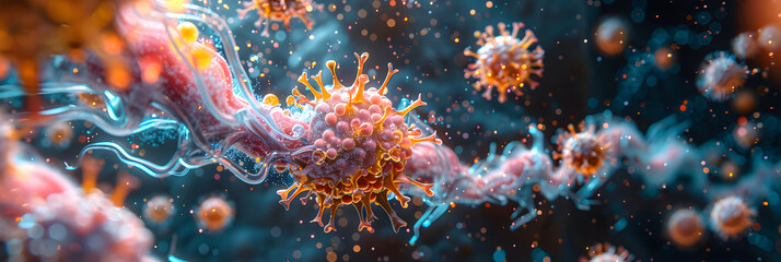 Macrophage Illustration ,
Virus or bacteria on light background closeup
 - obrazy, fototapety, plakaty