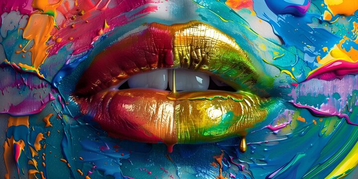 close up of colorful paint on the face