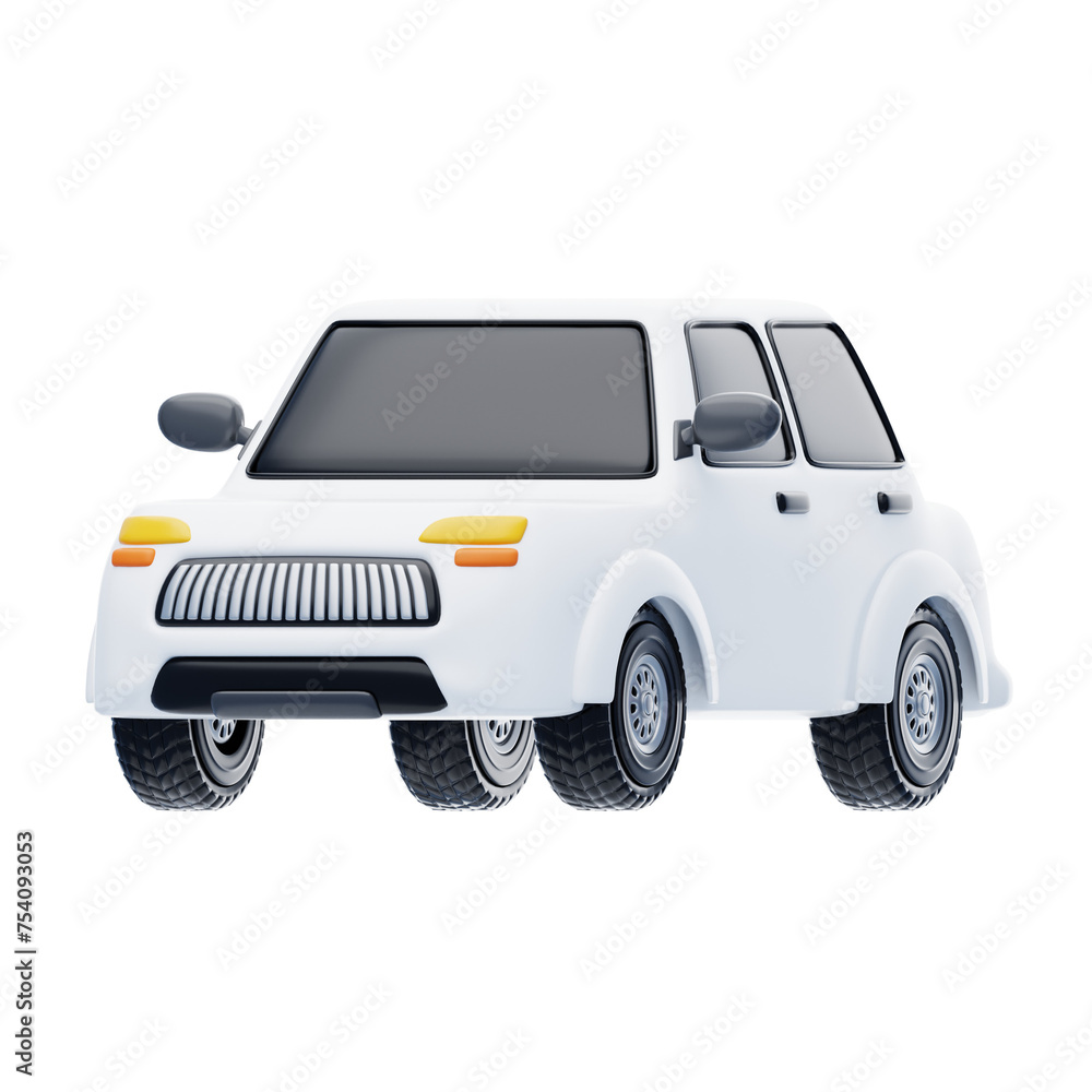 Aufkleber 3d model of white car automotive. 3d illustration, 3d element, 3d rendering. 3d visualization isolat