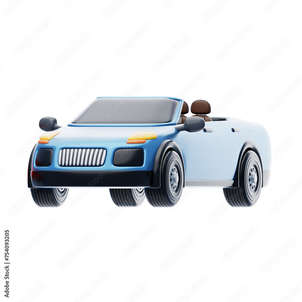 Aufkleber 3d convertible car model open top automotive elegance. 3d illustration, 3d element, 3d rendering. 3d