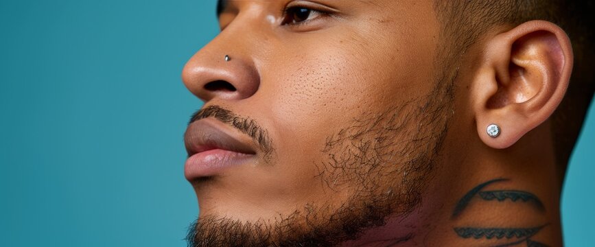 Close Up of Man With Beard and Piercing