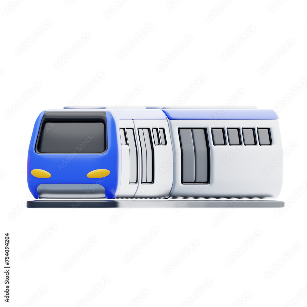 Poster 3d metro train model urban mass transit. 3d illustration, 3d element, 3d rendering. 3d visualization