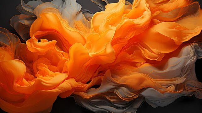 Neon orange and radiant orange liquids explosively merging, capturing the essence of explosive energy in a visually striking abstract composition