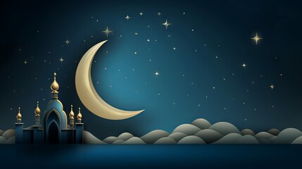 Obraz na płótnie Canvas Celestial ramadan kareem: crescent moon and cloud illuminating spiritual atmosphere