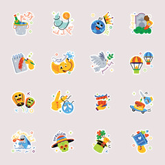 Naklejka premium Collection of Traditional Events Flat Stickers