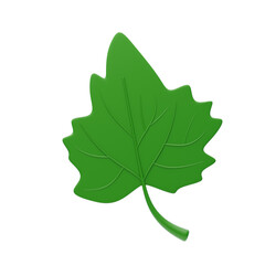 3D Spring Leaf Icon Model. 3d illustration, 3d element, 3d rendering. 3d visualization isolated on a transparent background