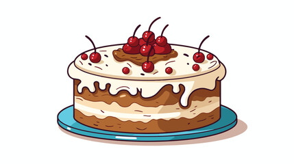 Cake flat vector illustration.