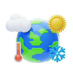  3D Climate Change Impact Model Earth. 3d illustration, 3d element, 3d rendering. 3d visualization isolated on a transparent background