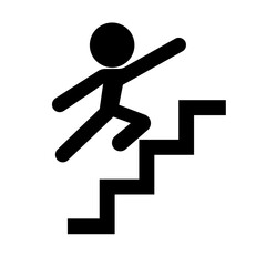 Human running up the stairs silhouette icon