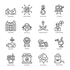 Collection of Eco Practices Linear Icons 

