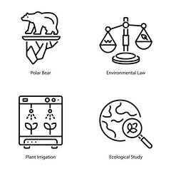 Set of Eco Science Line Icons 

