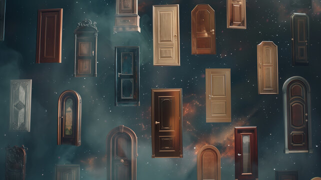 四次元空間に浮かぶたくさんのドア