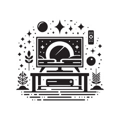 Timeless Allure: Embrace the Enduring Appeal of a TV Stand Silhouette - A Flexible Design Element. TV Stand Illustration - TV Stand Vector