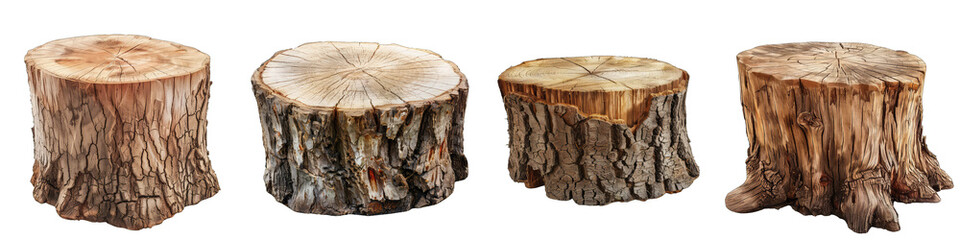 Tree stump  Hyperrealistic Highly Detailed Isolated On Transparent Background Png File