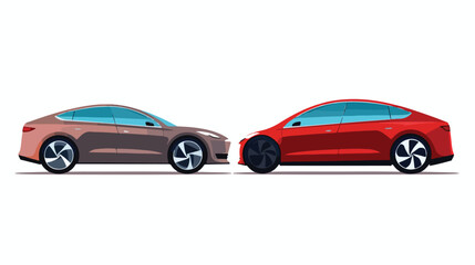 EV car designs side view. Flat vector.