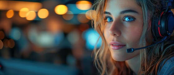 The Girl Operator Is On Call. Illustration On The Theme Of Communications, Connection, Internet And Man.  Generative AI	
