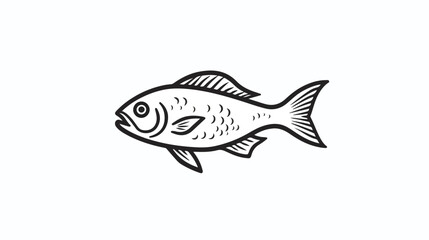 Fish line icon. Fish market seafood pet. Meat concept.