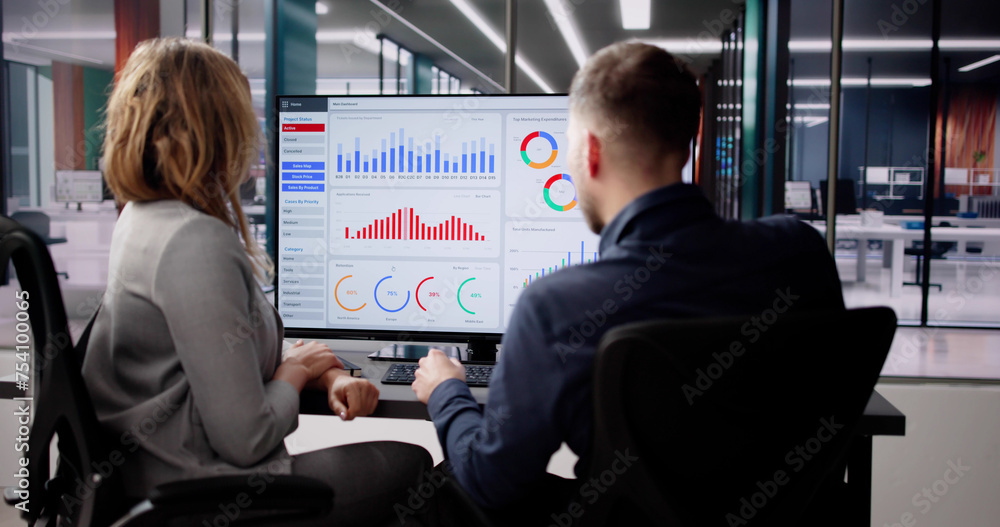 Aufkleber performance analytics dashboard tech on pc screen