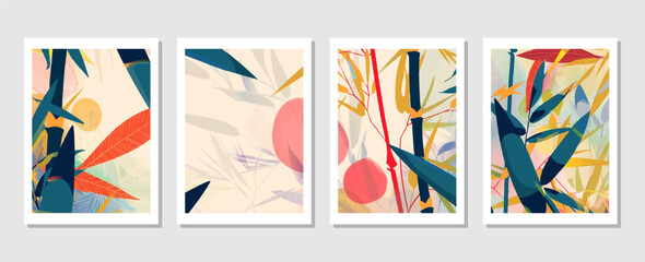 Obraz premium Tropical Leaf Vector Backgrounds. Perfect for Wall Décor, Postcards, and Brochure Covers.