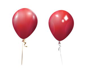 Set of helium balloons. Collection of realistic ballons of round shapes, different colors