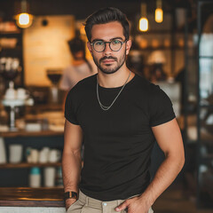 Fototapeta premium Black t-shirt mockups for men