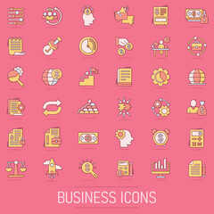 Business icon set in comic style. Money, people, document cartoon vector illustration on isolated background. Freelancer diagram splash effect business concept.